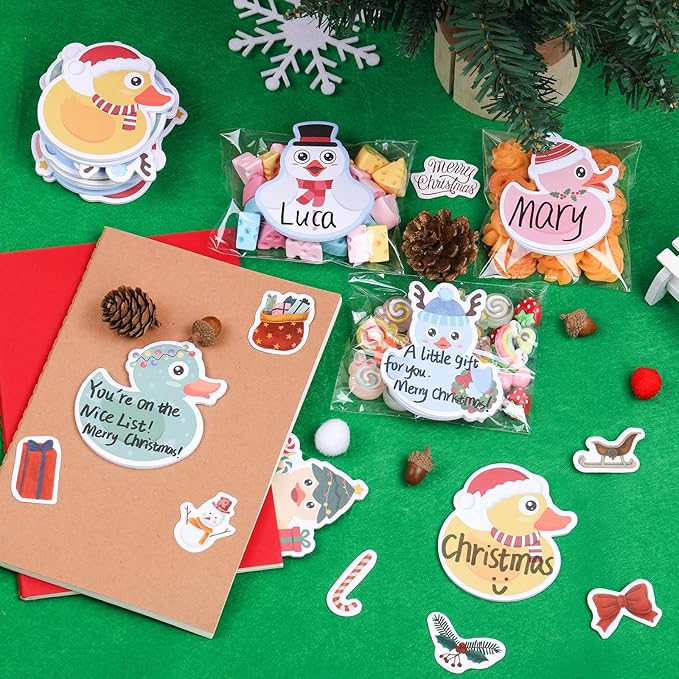 36 Pack Christmas Sticky Notes 720 Sheets Cute Duck Sticky Notes Self-Sticky Writing Memo Pads Page Marker for Holiday Gifts Office School Christmas Stationery Stocking Stuffers Xmas Party Favor
