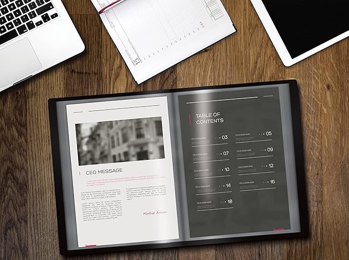 Better Office Products 24 Pocket Bound Presentation Book, Black with Clear View Front Cover, 48 Sheet Protector Pages, 8.5" x 11" Sheets, Art Portfolio, Durable Poly Covers, Letter Size, Black