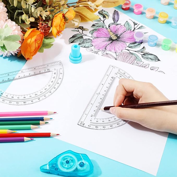 Zonon 3 Pieces Plastic Protractors Bulk Classroom Clear Math Protractors 180 Degrees 6 Inch for Geometry Student, Angle Measurement, Students Back to School Supplies Office Supplies