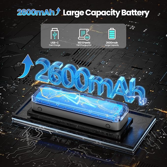 Phomemo M834 Portable Printer Wireless for Travel, Bluetooth Thermal Printer 8.5" x 11"&A4, Compatible with iOS,Android & PC,Inkless Mobile Printers for Travel,Office,School,Home,Gray