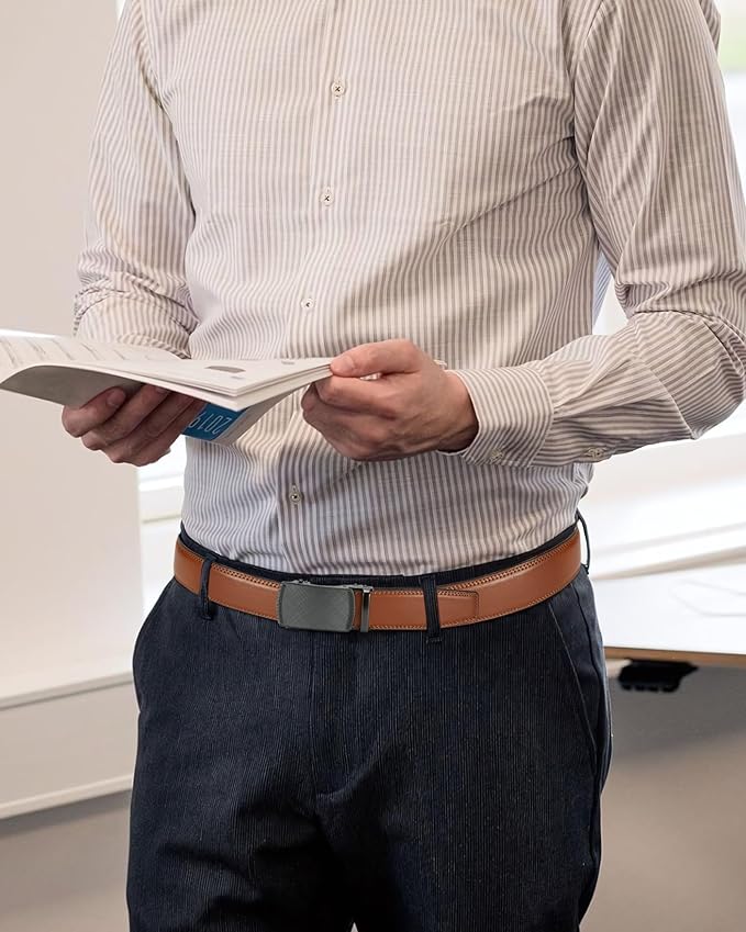 CHAOREN Mens Belt Leather Ratchet Belt - Customizable Fit, Effortless Style (35mm)