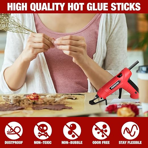 Arrow Mini Hot Glue Sticks, 200 Pack Black Glue Gun Sticks, 4" and 5/16'' Diameter High Viscosity All-Purpose Gun Stick for DIY Art, Craft General Repairs, Festival Home Decoration