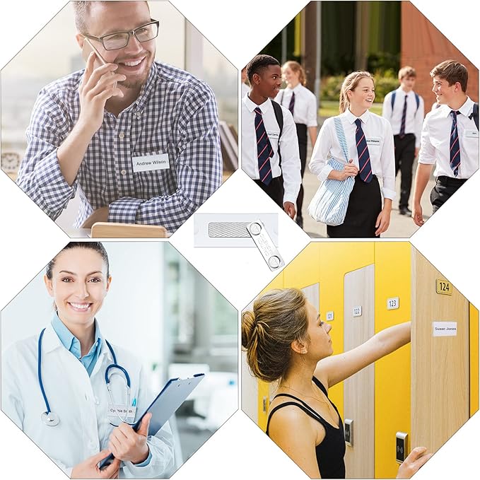 36 Pieces Magnetic Name Tags Kit Acrylic Name Badge Holders Clear Label Holders with Blank Printable Paper Inserts Magnets Custom Identity for Office