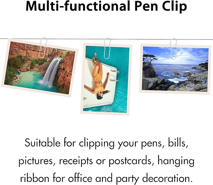 Wisdompro Pen Clip, 12 Pack Stainless Steel Pen Clip Holder for Notebook, Books, Journal, Clipboard, Paper, etc. - 2.6 x 0.7 inch (Silver)