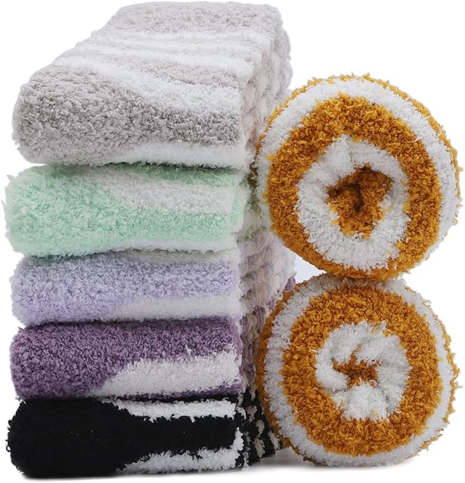 Womens Fuzzy Socks Microfiber Soft Cozy Warm Slipper Sleeping Winter Sock Fluffy Cabin Plush Stocking Stuffers