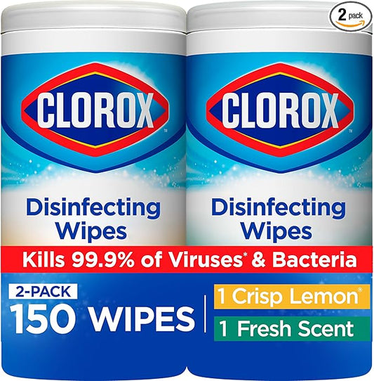 Clorox Disinfecting Wipes Value Pack, Bleach Free Cleaning Wipes, 75 Count Each, Pack of 2, Packaging May Vary