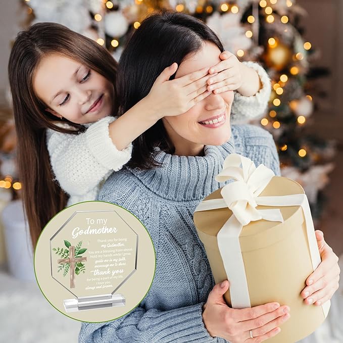 Yopyame Acrylic Gift for Godmother - Godmother Gifts from Godchild for Women Thank You for Being My Godmothers Acrylic Plaque Office Table Decor Birthday Christmas Keepsake Paperweight for Godmothers