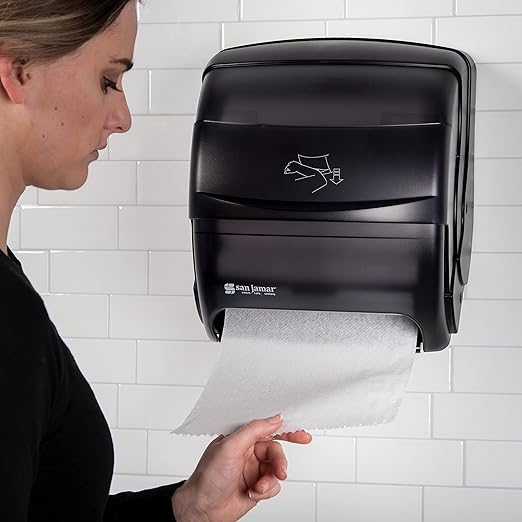 San Jamar T850TBK Black Pearl Integra Plastic Lever Roll Towel Dispenser