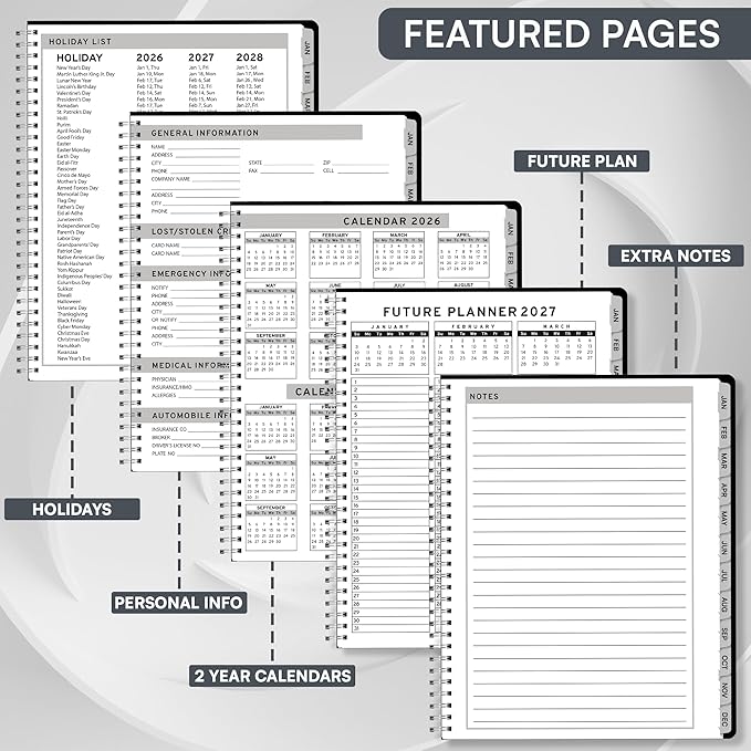 Ensight 2026 Appointment Book and Planner 8.5" x 11" Large Hourly Weekly Daily Schedule Book with Tabs, 15 Minute Time Slots, Black Calendar Organizer Jan 2026–Dec 2026 Appointment Planner - Black
