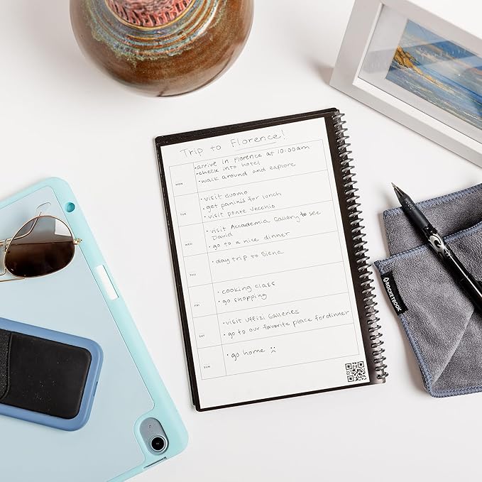 Rocketbook Fusion Hybrid Reusable Planner and Notebook in One, Additional Blank Pages, Goal and Project Tracker, Undated Planner, Letter Size 8.5x11, Blue (Pack of 1)