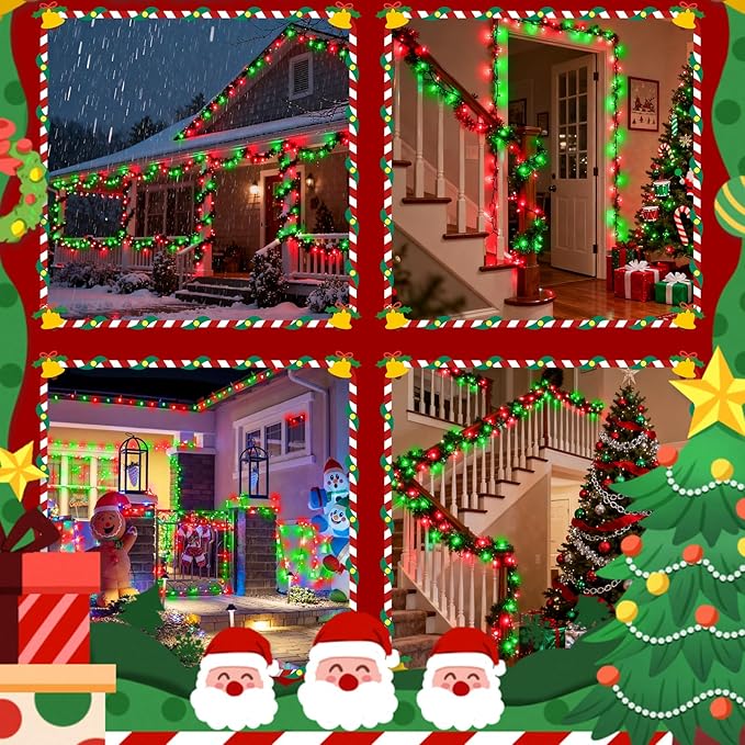 2025 New Voice Control 88ft 240LED Smart Christmas String Lights Outdoor/Indoor | String Lights with Remote, 12Modes, 7Voice Commands & Timers, Christmas Twinkle Light for Xmas Tree Decor(Red & Green)