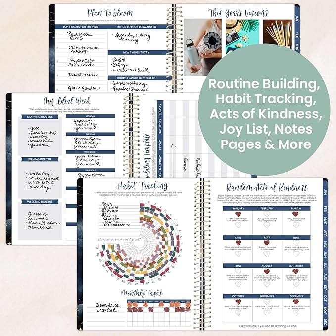 bloom daily planners 2026 Planner (January to December) - 8.5” x 11” Weekly & Monthly Dated Agenda Organizer Book with Stickers & Tabs - Flexible Soft Cover - Midnight Sky