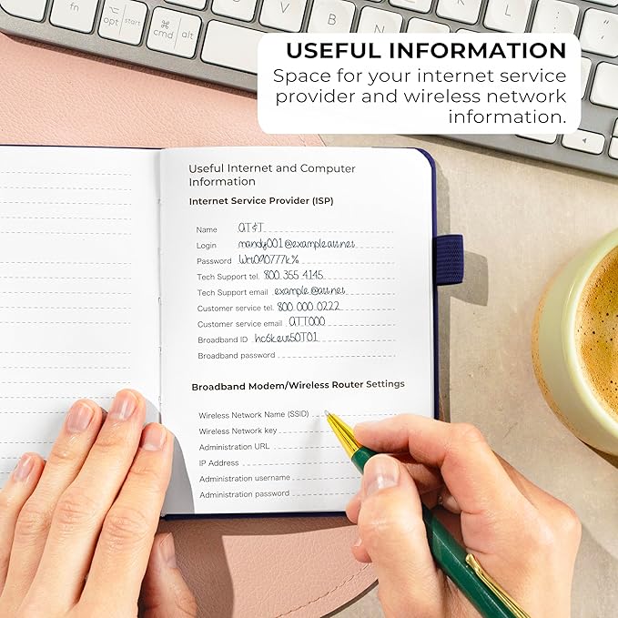 Clever Fox Password Book with alphabetical tabs. Internet Address Organizer Logbook. Small Pocket Password Keeper for Website Logins (Dark Blue)