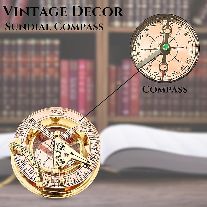 Navigate Your Destiny with Grace: Exquisite Vintage Brass Compass with Leather Case - Your Distinctive Guide Through Life's Adventures (4 Inch) - Use or Gifting