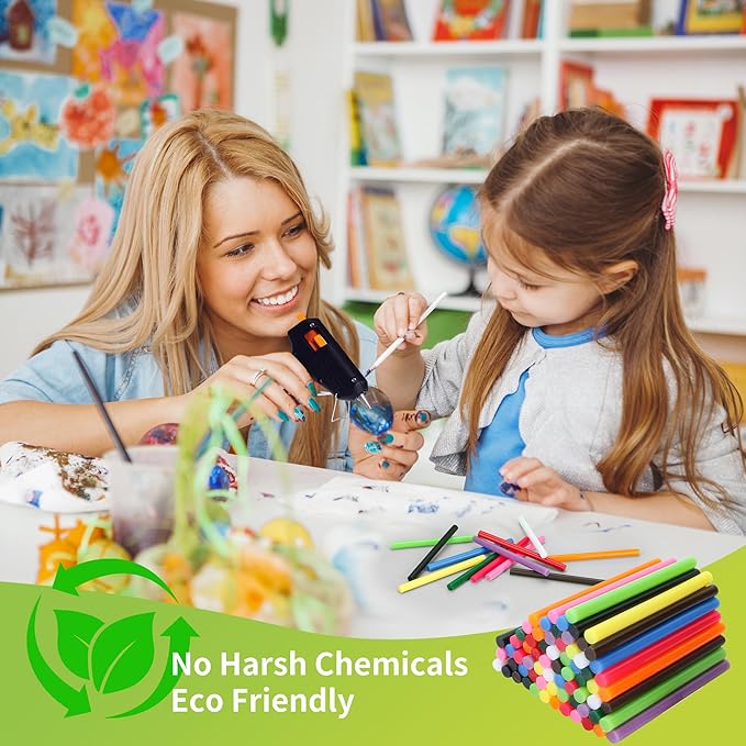 MATUFF Colored Hot Glue Sticks Mini 0.27" x 4" Most Popular 12 Colors EVA Hot Melt Adhesive Mini Glue Sticks Bulk for All Temperature Glue Guns for DIY Art Craft Stamp Repairs Gluing Projects 96 Pcs