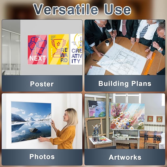 5 Pcs 18" x 24" Rigid Print Protectors Clear Hard Sheet Protectors Heavy Duty Top Loading Crystal Poster Sleeves Picture Frame Hard Plastic Sleeves for Art Prints Photos Documents Blueprint