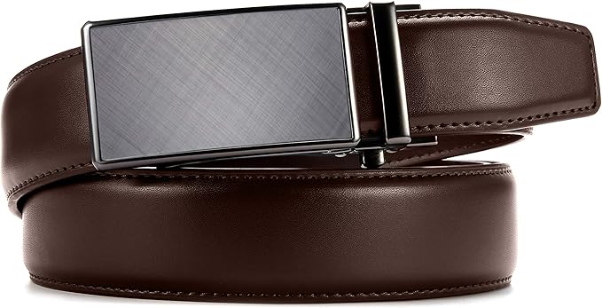CHAOREN Mens Belt - Mens Ratchet Belt Leather 1 3/8" for Dress Pant - Micro Adjustable Belt Fit Everywhere