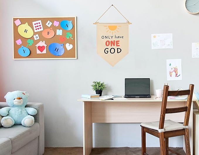 The 10 Commandments Sign-God's Rules-Bible Verse Decor-Flag Gifts for Boys Girls Kids-Banner Wall Sign Gift for Sunday Classroom,Classroom,Nursery,Baby House,Reading Room,Playroom Bedroom,Front Door