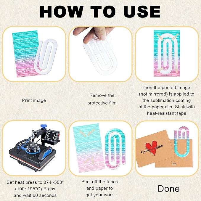 10 Pack Sublimation Blanks Acrylic Paper Clips, 4" x 2" Jumbo Paper Clips Clear for Heat Transfer DIY Design, School Classroom Stationery Office, Home Gift Crafts Supplies