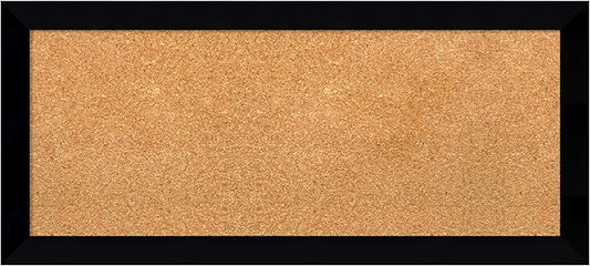 Amanti Art Natural Cork Board for Wall, 15x33 Vision Board with Black Wood Frame, Medium Corkboard Office Decor for Home Organization, Modern Contemporary Corkboard Pinboard to display items for home