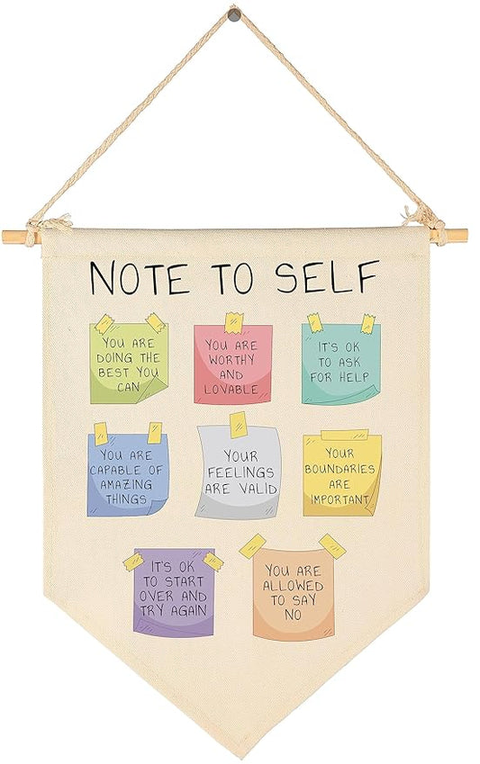 Positive Self,Affirmation-Note to Self-Mental Health,Love,Care,Clarity, Therapy Banner-School Counselor Corner Wall Signs,Therapist Office Wall Decor,Be Kind to Yourself-Wall Flag Decor