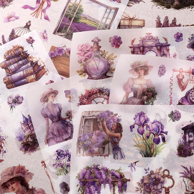 Vintage Ephemera Sticker 24 Sheets precut 300 washi Stickers Paper Girls Journal Stickers for Adults Junk Journal Sticker Book Scrapbooking Supplies