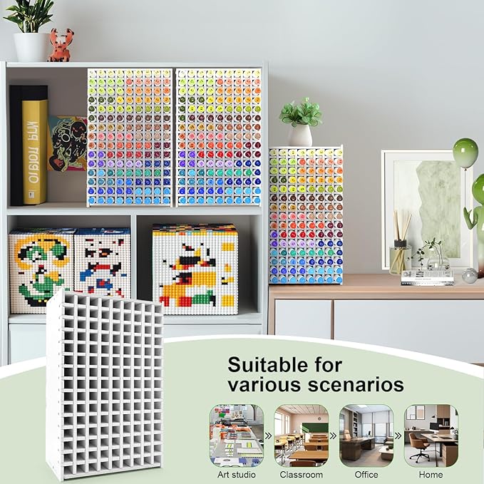 Marker Organizer, 135-Slot Marker Holder with Adjustable Dividers, Marker Storage Organizer for Desk, Home, Office, Craft Room, and Classroom