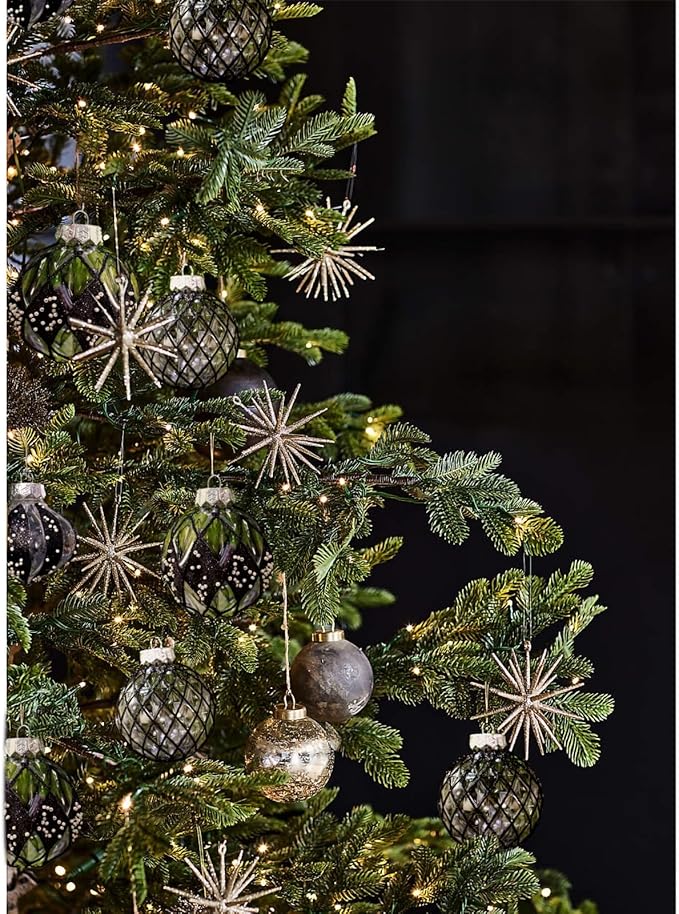 12 PCS Clear and Black Christmas Ball Ornaments, 80mm/3.15 Inches Rustic Farmhouse Christmas Decorations, Large Shatterproof Luxury Hand-Painted Xmas Ornaments for Christmas Tree, Wedding