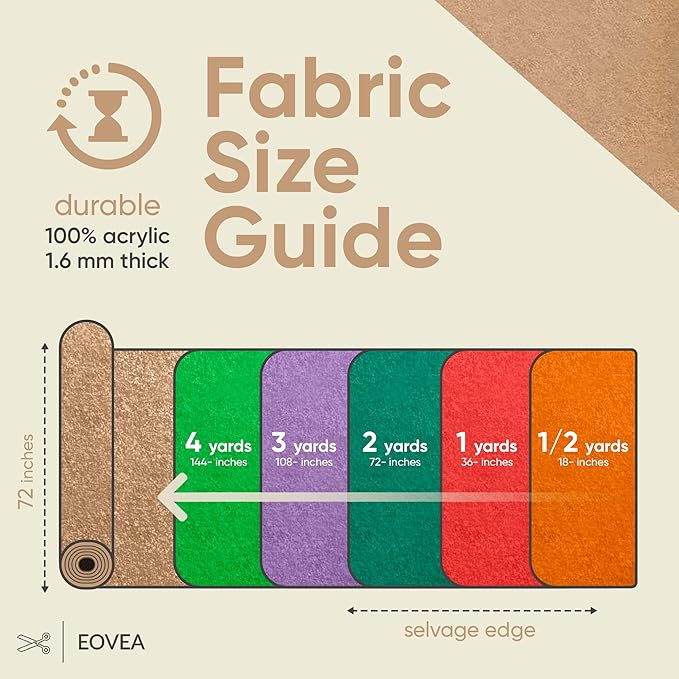 EOVEA | Acrylic Felt Fabric by The Yard - Non-Stiff, Soft Material - 72" Wide - 1.6mm Thick Felt Sheets for DIY Crafts, Sewing, Upholstery, Cushion, Padding(Taupe, 5 Yards)