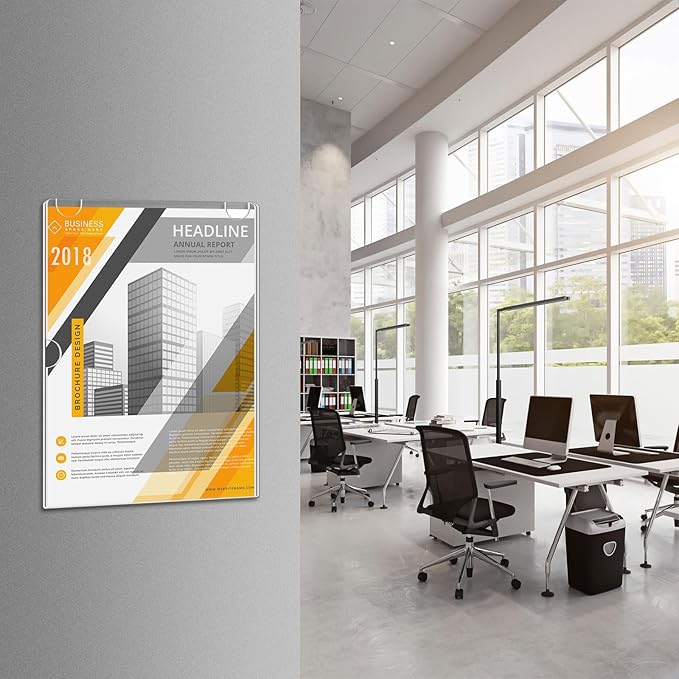 6pack Acrylic Wall Sign Holder with Serews&Tape,8.5 X 11 Wall Mount Clear Plastic Sign Holder,Memo Document Menu Holder for Restaurant, Office, School, Store and Home Use,Support No Drilling