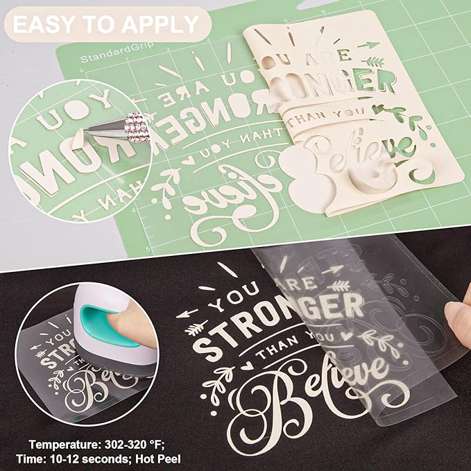 VINYL FROG Heat Transfer Vinyl Roll HTV Vinyl - 12" x12ft Cream Iron on Vinyl for T-Shirts, Heat Press Vinyl for DIY Craft Designs (Cream)