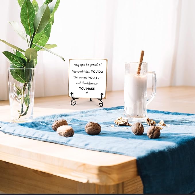 Home Office Desk Decor Wood Plaque with Stand, Coworker Gifts For Women Men Retirement Gifts Going Away Gift Leaving Gifts For Coworker Boss Leader Colleague Friends -A26