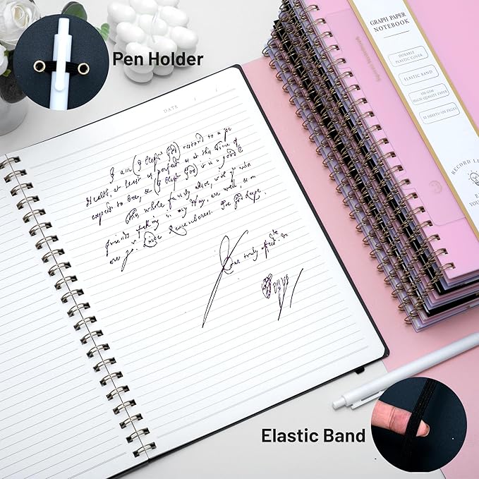 Yoment Spiral Notebook 8.5 x 11 A4 Large Notebooks for Work College Ruled Journaling Notebooks, 100 GSM Paper, Spiral Bound Journal for School Note Taking Writing, A4 Black