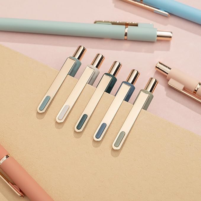 Linbsunne Gel Pens Black Ink Pens for Office 0.5mm Fine Point Pen Smooth Writing Retractable (Metal gold clip-18 pcs)