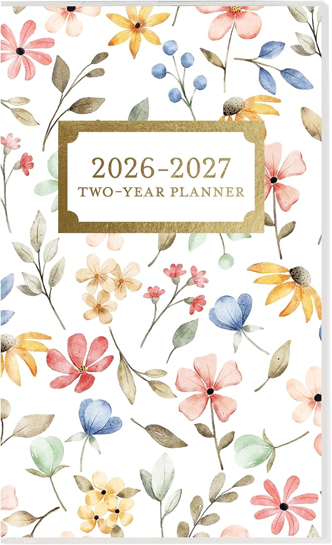 Graphique 2 Year Pocket Planner | 29 Month Organizer, Aug. 2025 – Dec. 2027 | Monthly Calendar & Notes Spreads | Marked Holidays | Happy Floral | 3.75” x 6"