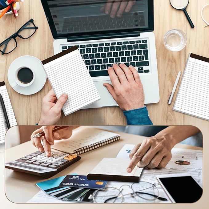 5" x 8" Note Pads 6 Pack of Legal Pads Narrow Ruled Notepad with Perforated Notepads 30 Sheets Small Writing Pads 21lb Legal Pad Quality Paper Ideal for Home, Office, or School Use