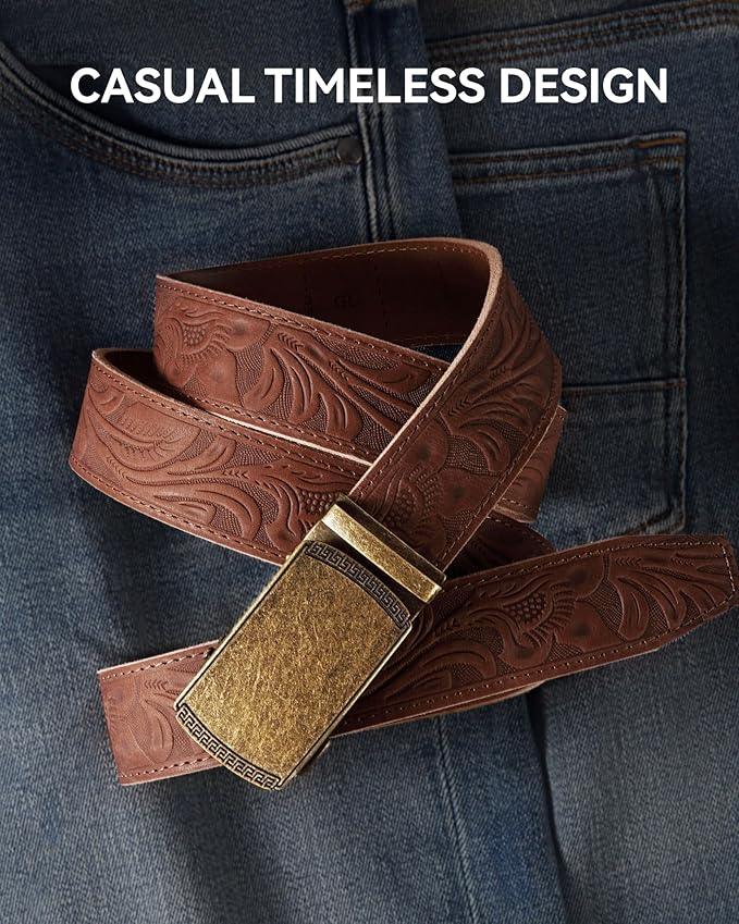 CHAOREN Mens Belt Leather Ratchet Belt - Customizable Fit, Effortless Style (35mm)