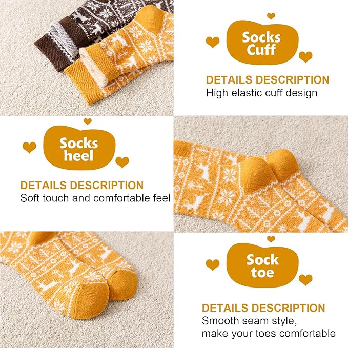 ICEIVY 5 Pair Fuzzy Cozy Socks for Women - Warm Comfy Soft Casual Home Sleep Winter Wool Socks - Gifts for Women