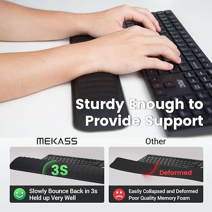 MEKASS Keyboard Wrist Rest, Soft Memory Foam Wrist Support for Keyboard, Keyboard Hand Rest Pad for Wrist Pain Relief, Keyboard Wrist Guard for Long Hours of Work, Gaming, Studying（Gray）