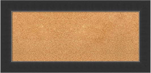Amanti Art Natural Cork Board for Wall, 17x35 Vision Board with Black Wood Frame, Medium Corkboard Office Decor for Home Organization, Modern Corkboard Pinboard to Display Items for Home Organization