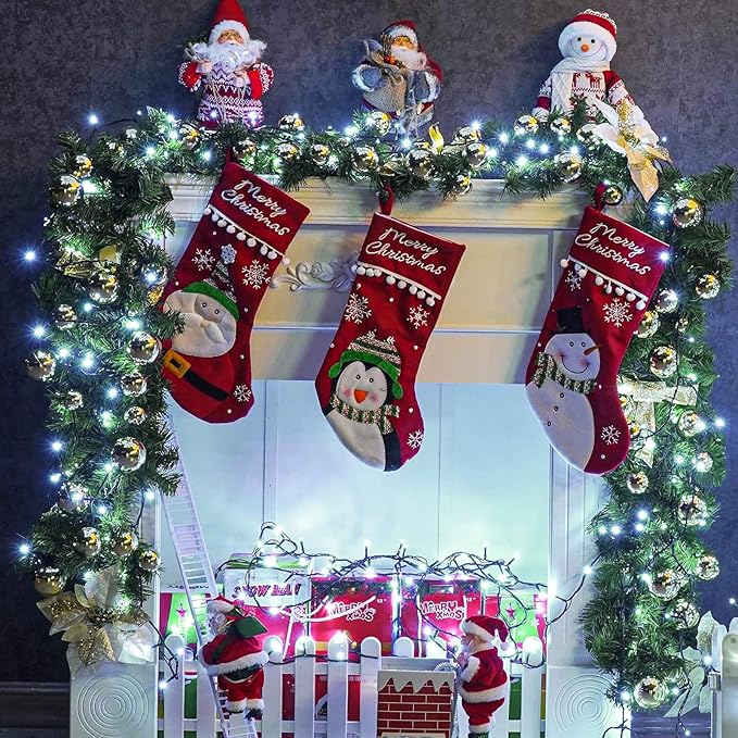 2 Pack Christmas Lights Outdoor, Total 200FT 600LED Christmas Tree Lights with 8 Modes Waterproof, Green Wire String Twinkle Lights for Indoor House Patio Yard Party Xmas Decorations, White