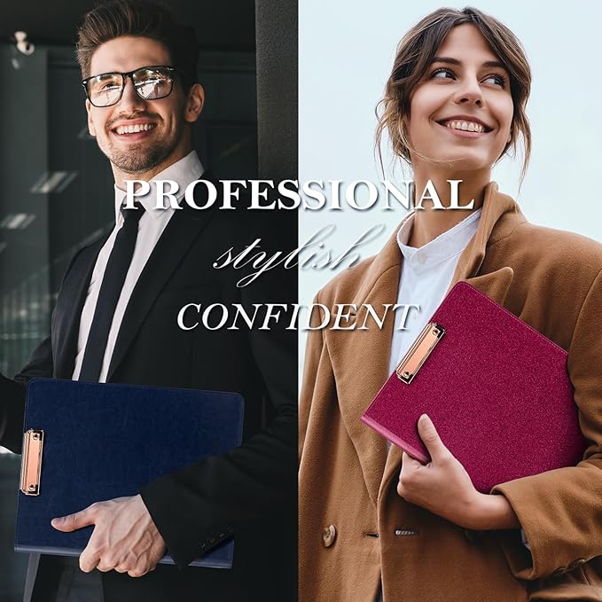 Ospelelf Zipper Clipboard with Storage, Leather Padfolio Portfolio Folder, 3 Ring Binder Dividers with Tabs, 12.1” Tablet Sleeve, Refillable Notepad, Card Slot (Rose Red)