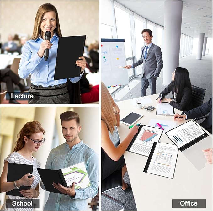 Ndsox 30 Packs Clear Front Report Covers with 3-Prong Fasteners, Plastic Project Presentation Folders Resume Document Covers with Black Back for 8.5" x 11" Letter Size Paper for School Office Business