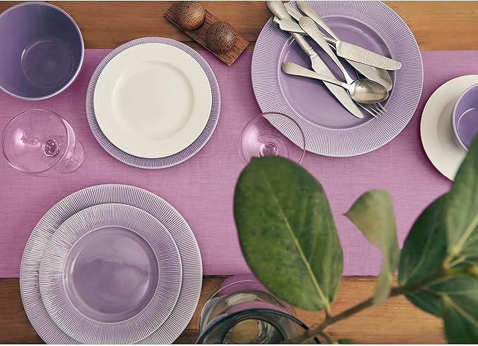 Solino Home Linen Violet Table Runner 48 Inches - 100% Pure Linen Farmhouse Short Table Runner 14 x 48 Inch Ideal for Dresser and Coffee Tables - Holiday - Fete