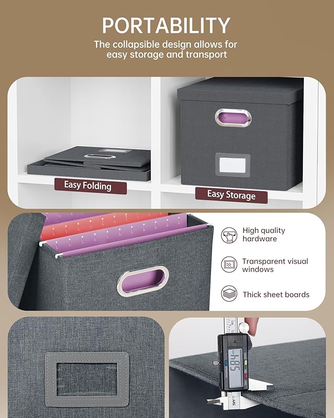 Oterri File Organizer, File Box, File Cabinet for Letter File Folder Storage, Hanging File Organizer for Office/Decor/Home,Document Organizer, 1 Pack,Dark-Gray-Box Only