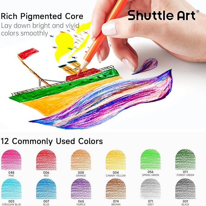 Shuttle Art 144 PCS Colored Pencils Bulk, 12 Assorted Colors, Pack of 12, Break-Resistant, Pre-sharpened Colored Pencils for Kids, Bulk Pack School Supplies for Teachers & Students