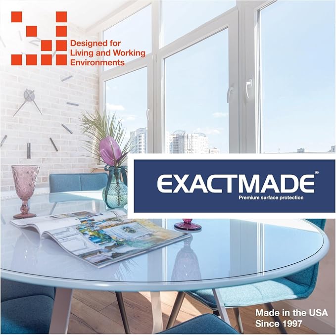 Clear Table Protector, USA Made, Safe, 46 Inch Round, 2mm Thick Ultra Smooth Vinyl, Plastic Round Table Cover for Dining Room Table, Table Cover for Dining Room Table