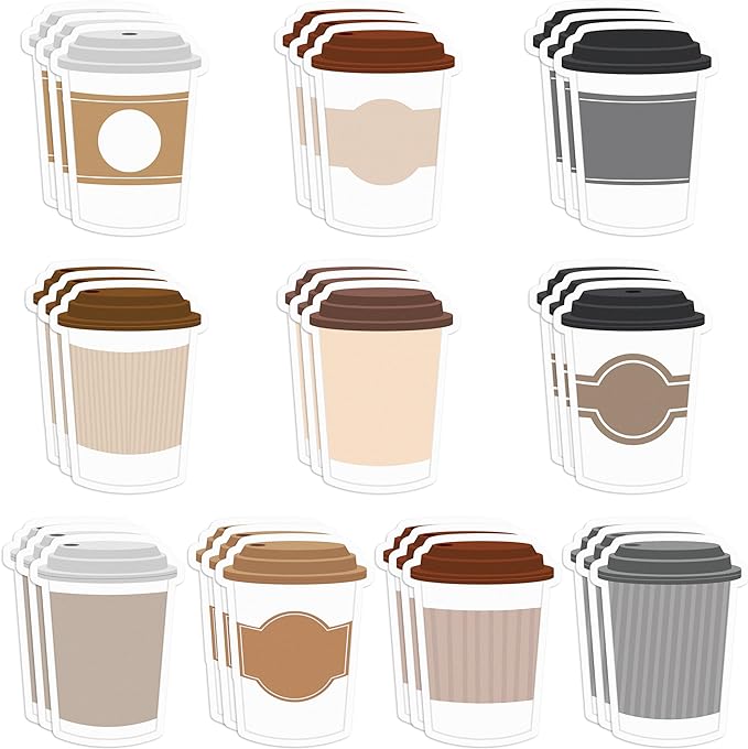 Xqumoi 30 Pack Coffee Cup Sticky Notes, Total 600 Sheets, Funny Self Sticky Notepads Memo Pads for Coffee Lover Office School Student Kids Gift Class Reward Birthday Party Favors Goodies Bag Fillers