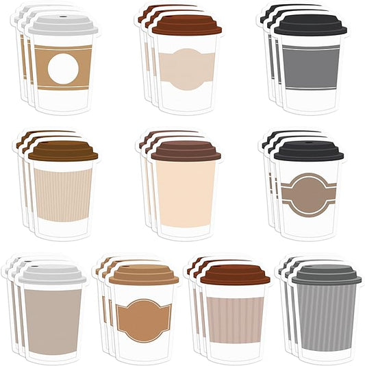 Xqumoi 30 Pack Coffee Cup Sticky Notes, Total 600 Sheets, Funny Self Sticky Notepads Memo Pads for Coffee Lover Office School Student Kids Gift Class Reward Birthday Party Favors Goodies Bag Fillers