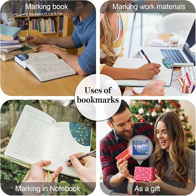 4 Pcs Van Gogh Corner Bookmarks, Oil Painting Vintage Floral Leather Book Accessories for Book Lovers, Cute Flower Reading Book Page Markers for Women Girls Men Teacher Student Boys Kids Gifts